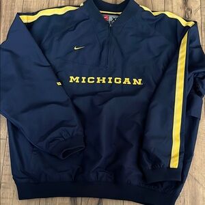 Nike Navy and Yellow Michigan Pullover